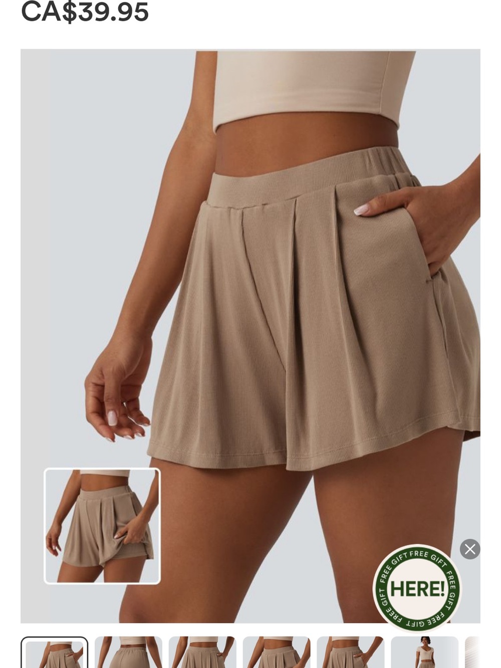 HALARA High-Waist Ribbed Shorts — Taupe Brown